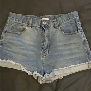 Blue denim high waisted shorts premium denimwear